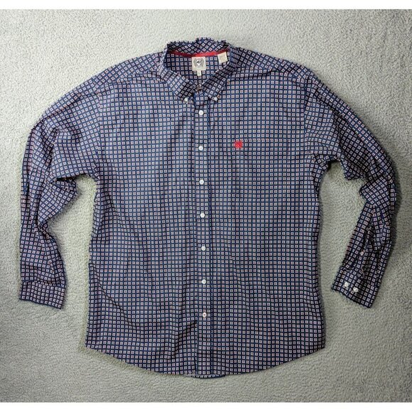 Cinch Shirt Mens Large Long Sleeve Button Down Western Geometric Print Blue - Picture 1 of 12